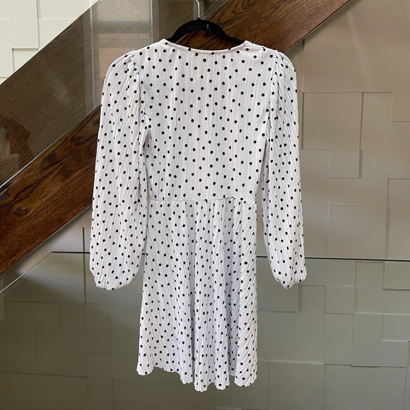 Plisse polka dot dress puff sleeve - Picture 4 of 4